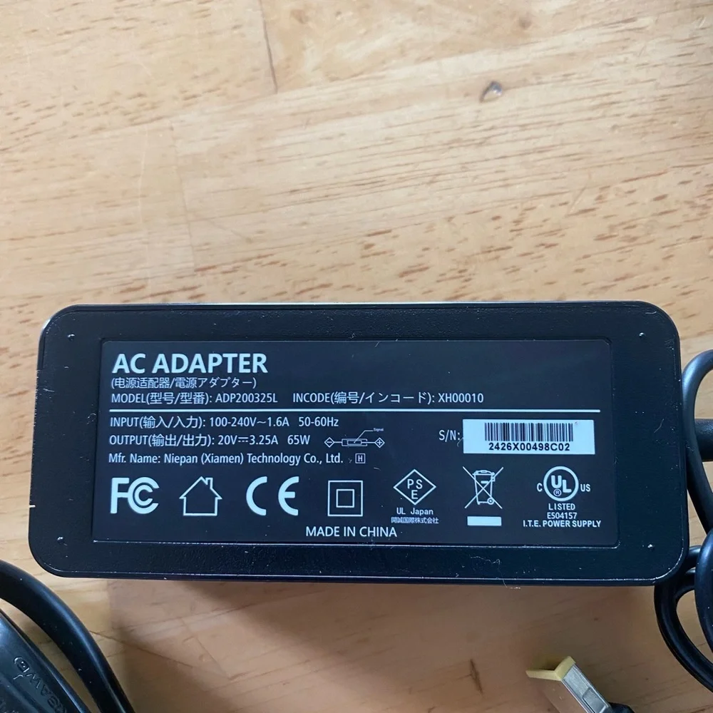 Lenovo Black Power Adapter for Tablets with Long Cables